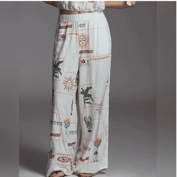 Anthropplogie Pilcro Boho Wide Leg Embroidered Pants size XL - Picture 1 of 6